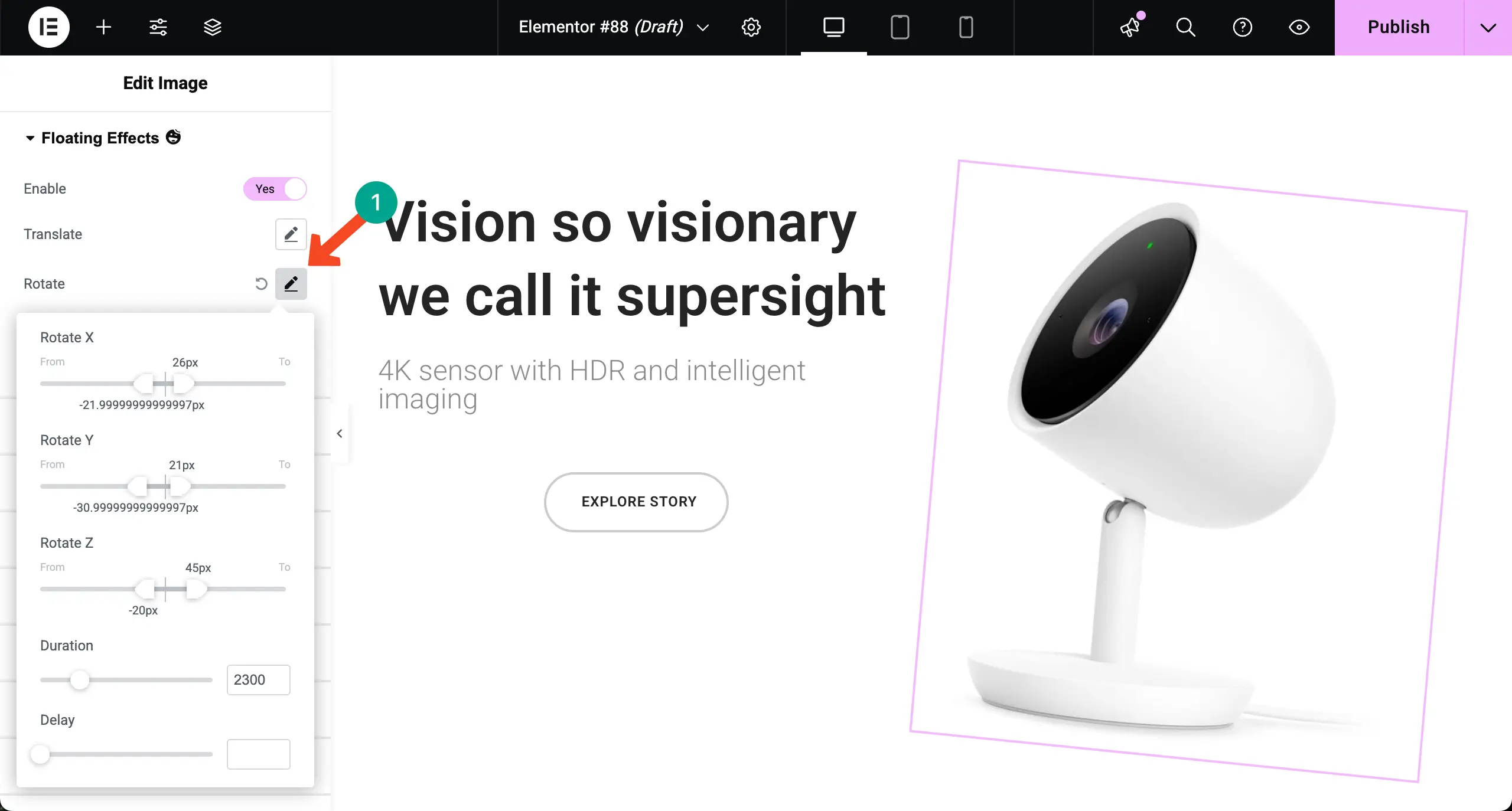 How to Add Elementor Floating Elements to WordPress (Step-by-Step Guide) 13 Add Rotating Effect