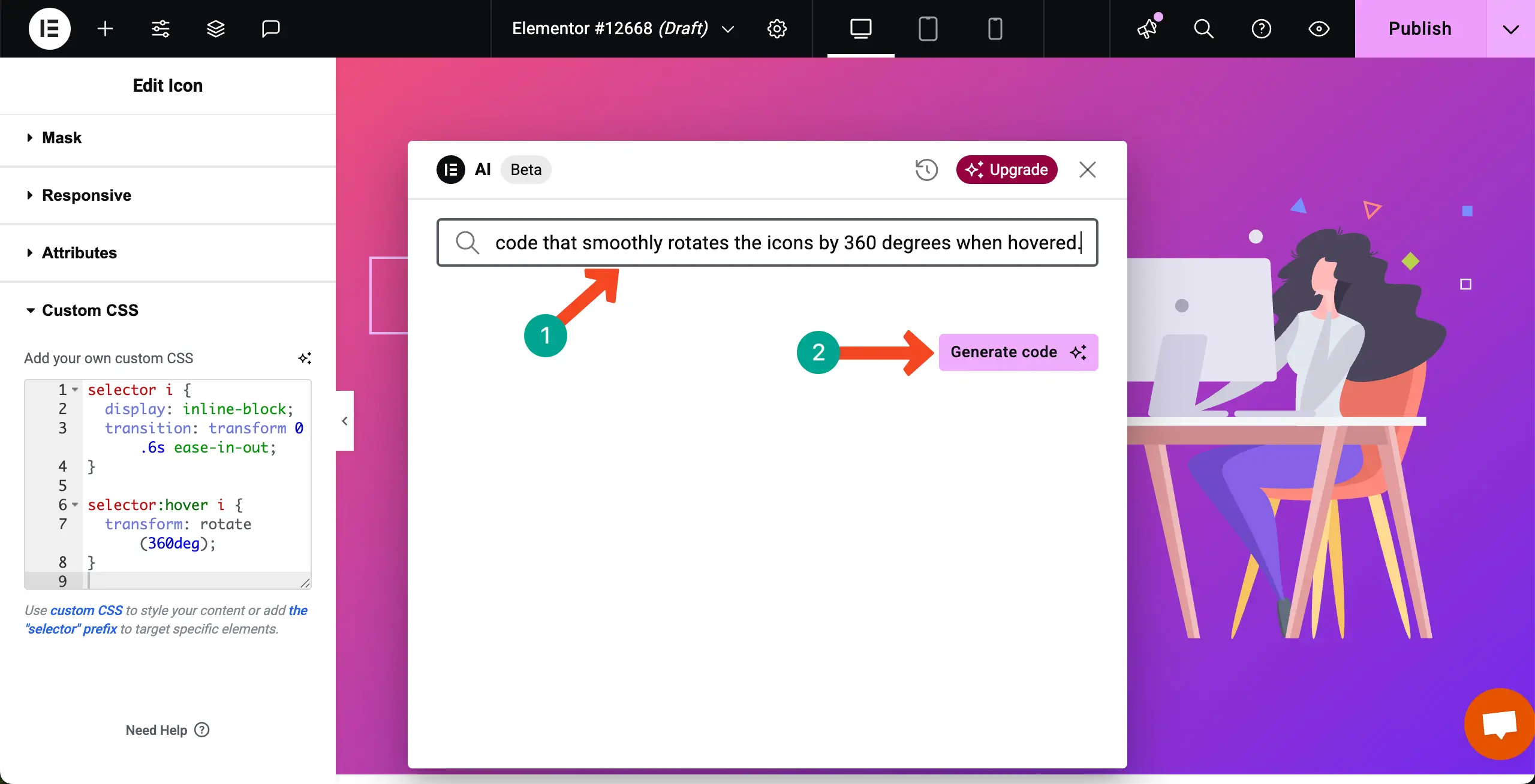 How to Add CSS Code Snippets in WordPress Using Elementor 8 Describe what Custom CSS Code you need