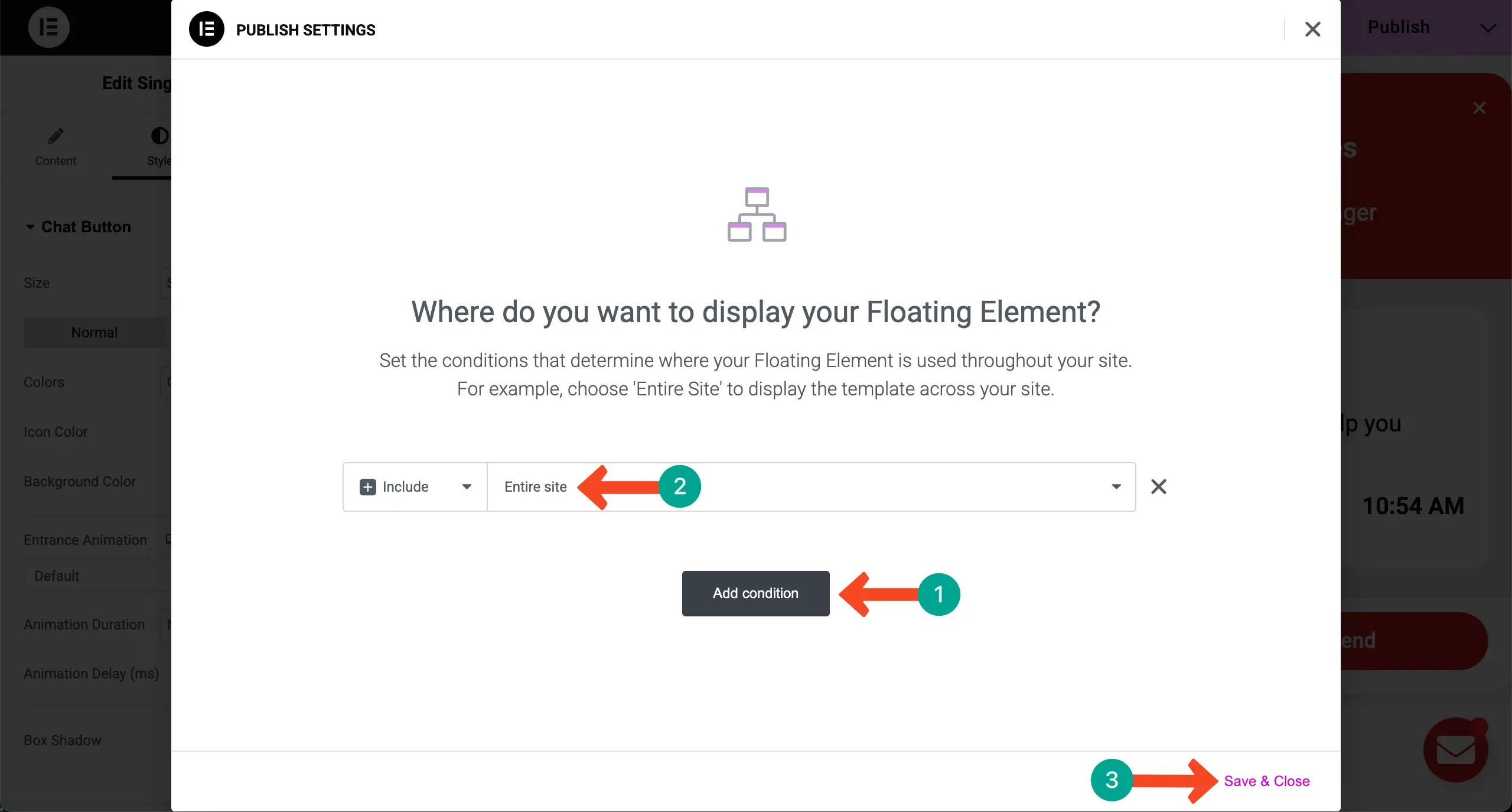 How to Add Elementor Floating Elements to WordPress (Step-by-Step Guide) 8 Add condition for the floating button