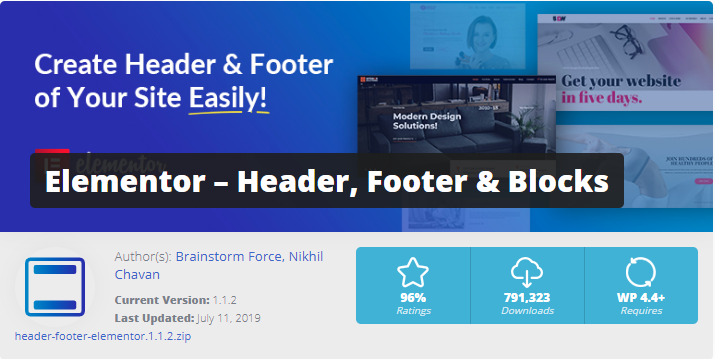 Elementor Page Builder- Header Footer add-ons