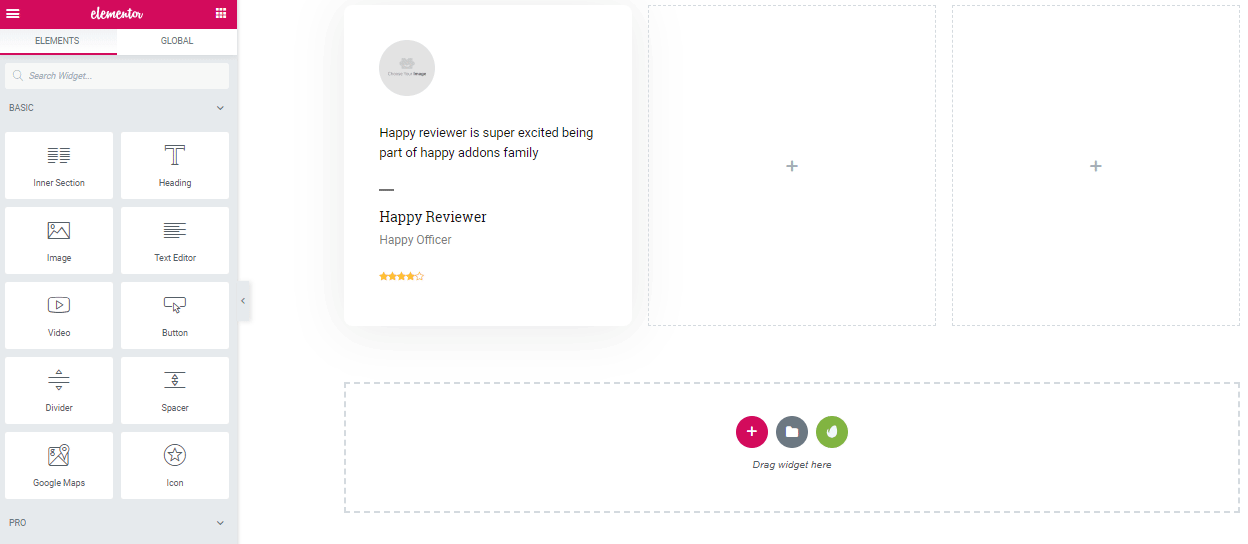 add customer review with elementor