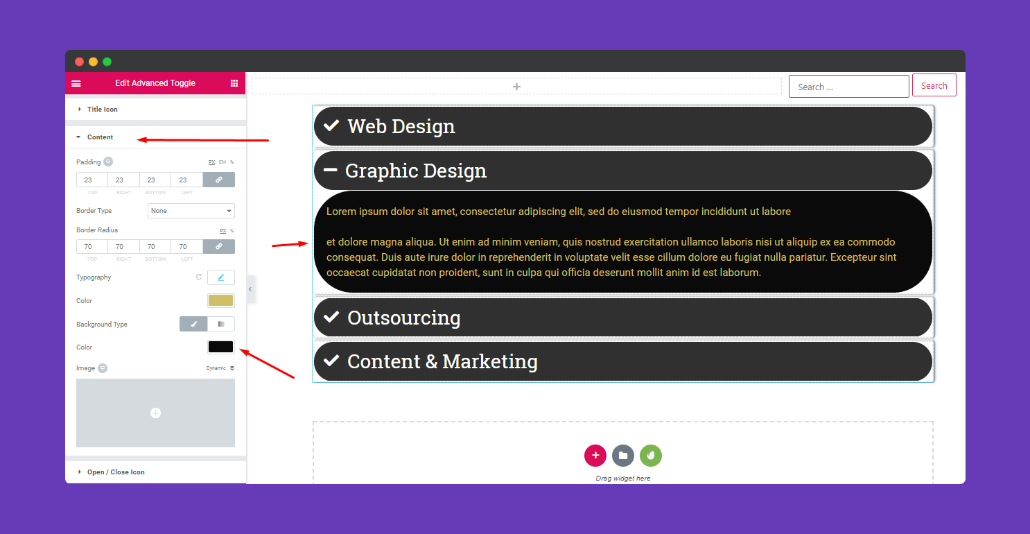 How to add Advance Toggle