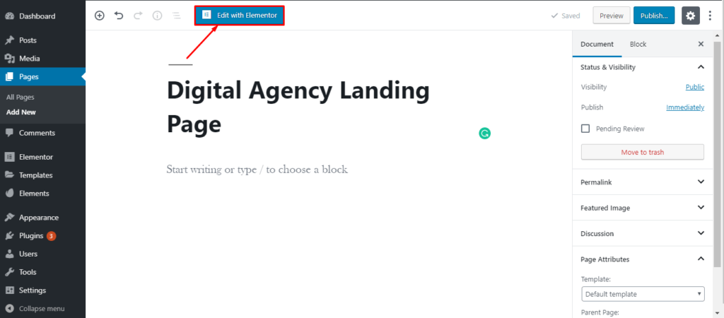 Create a landing page for a digital agency with Elementor and HappyAddons