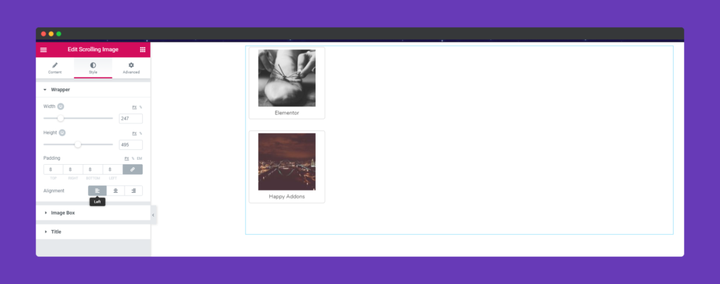 Scrolling Image - HappyAddons