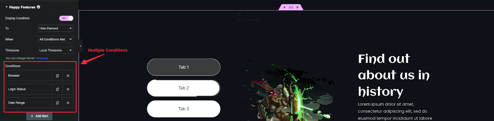 Display Condition - HappyAddons