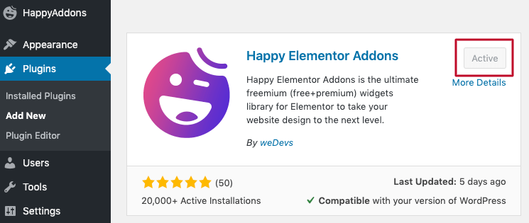 How to Install Happy Elementor Addons