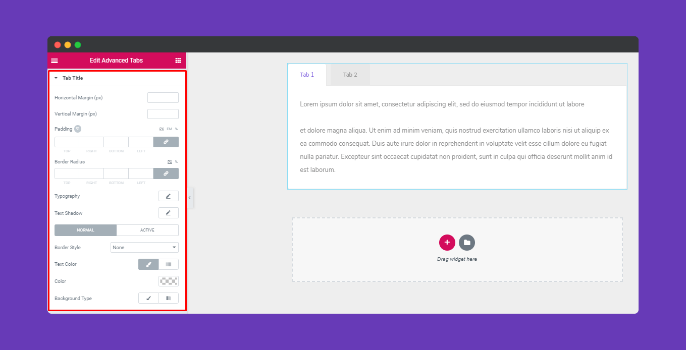 Stylize the Advanced Tab Widget of Elementor