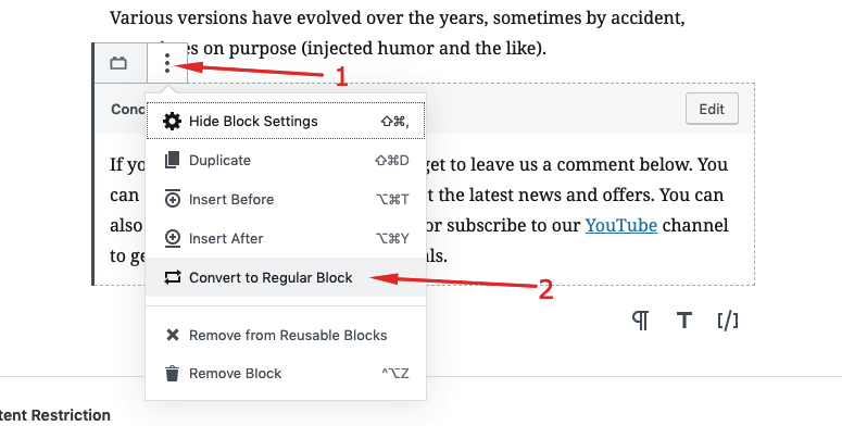 gutenberg reusable blocks