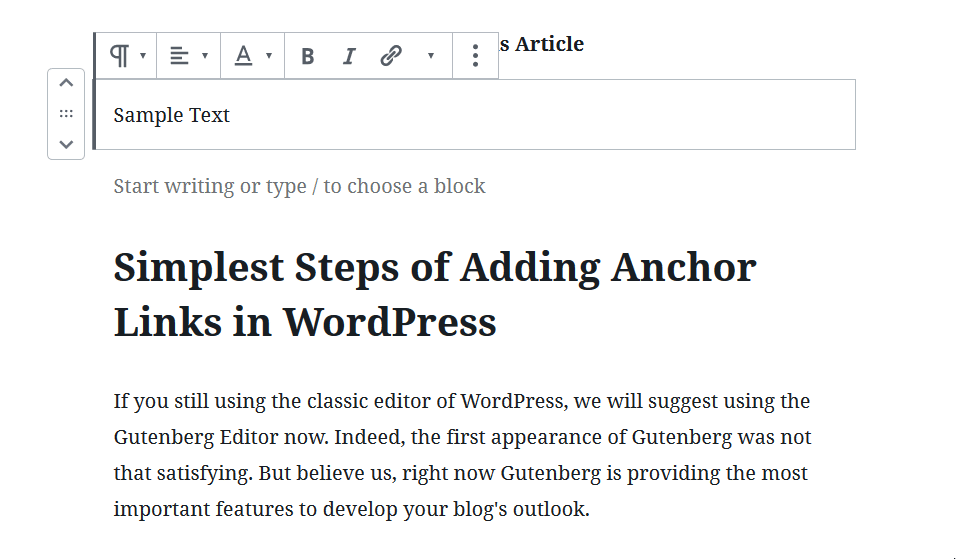 Anchor links in WordPress