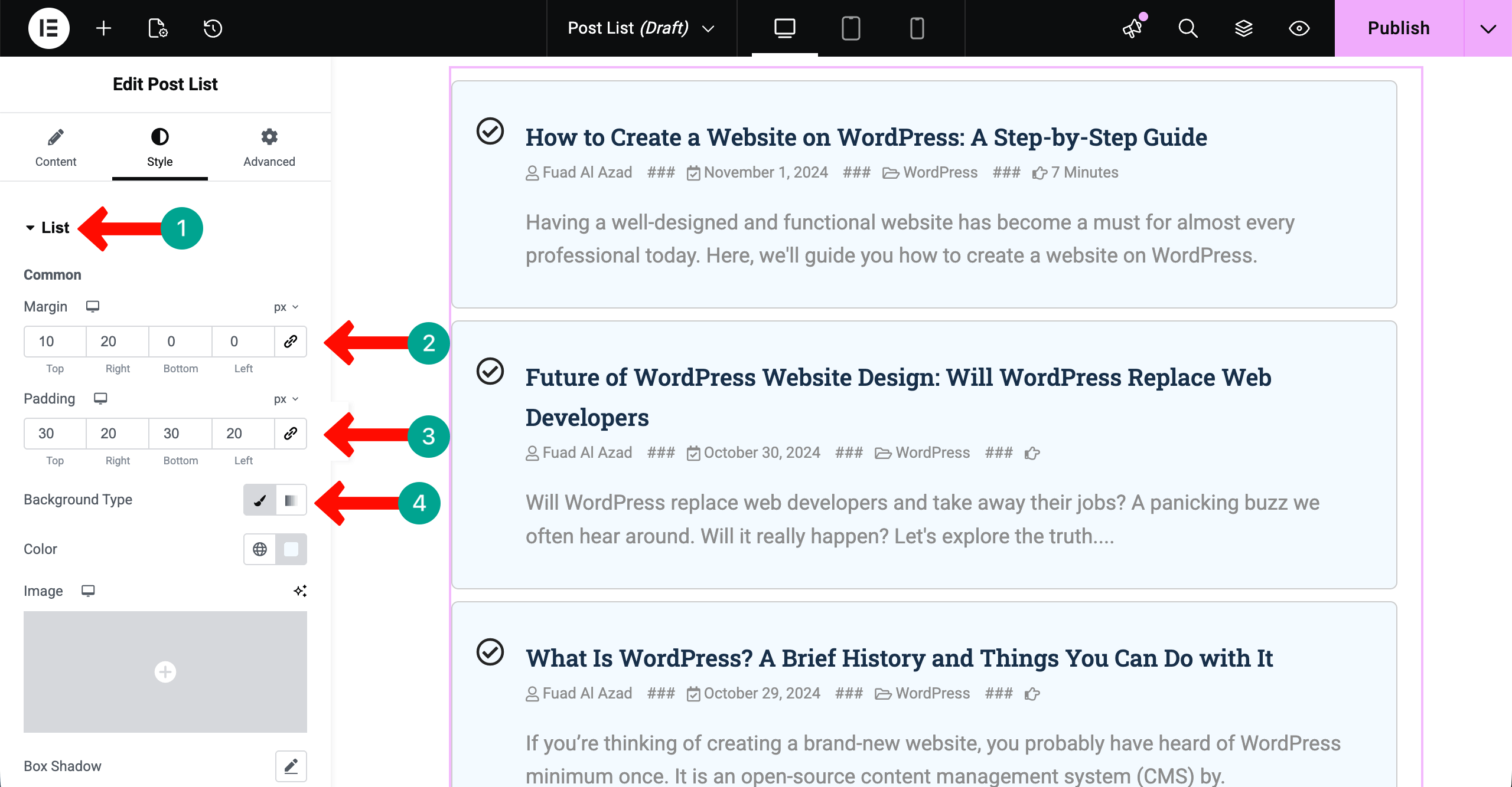 Post List 21 Customize the List section