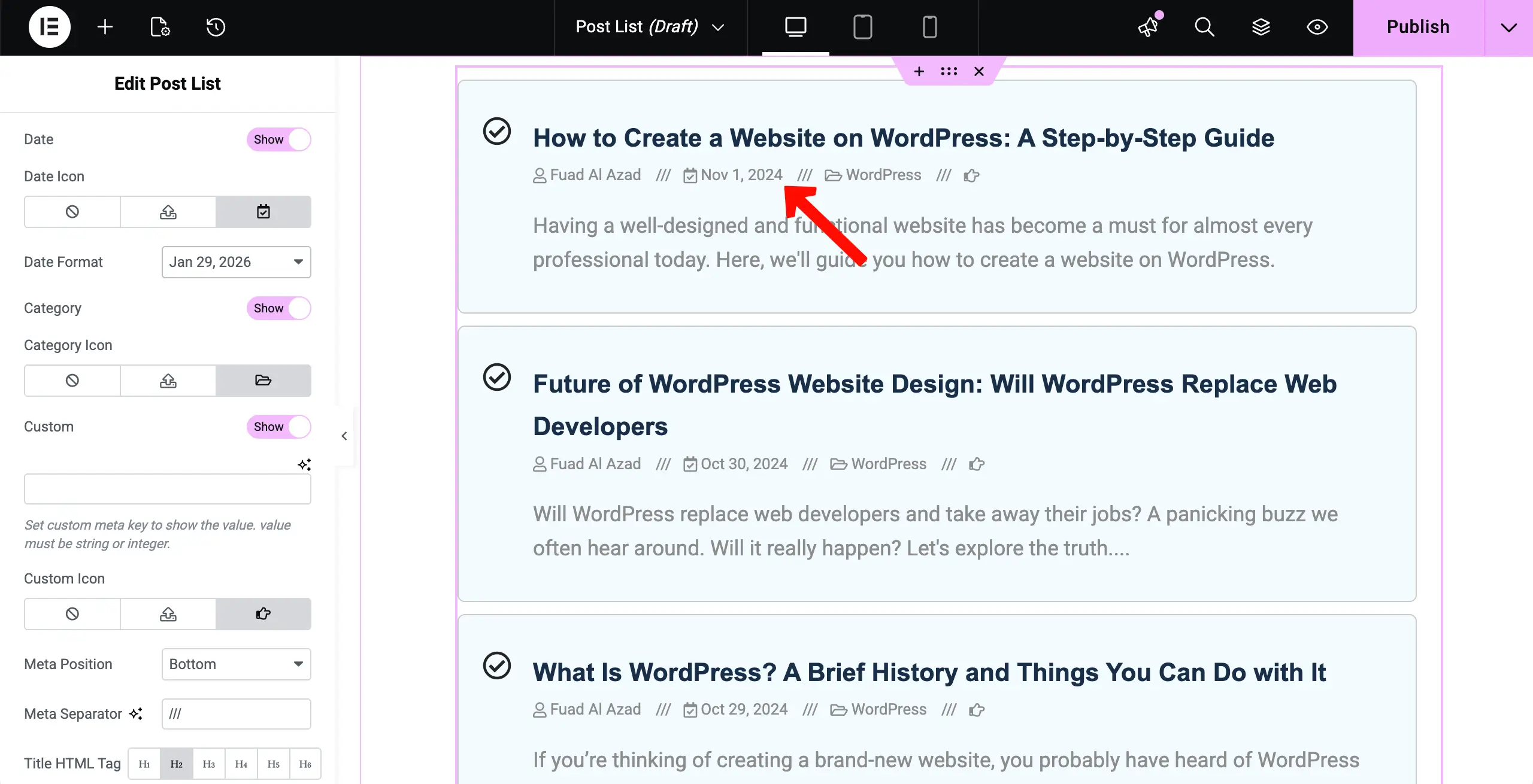Post List 13 Date format has been changed