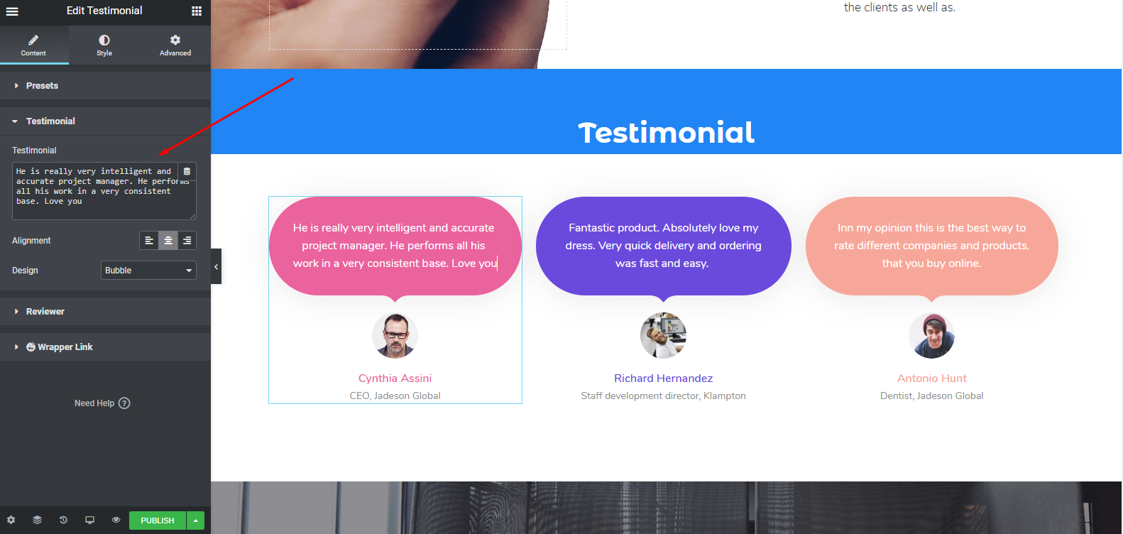 How to publish testimonial using HappyAddons