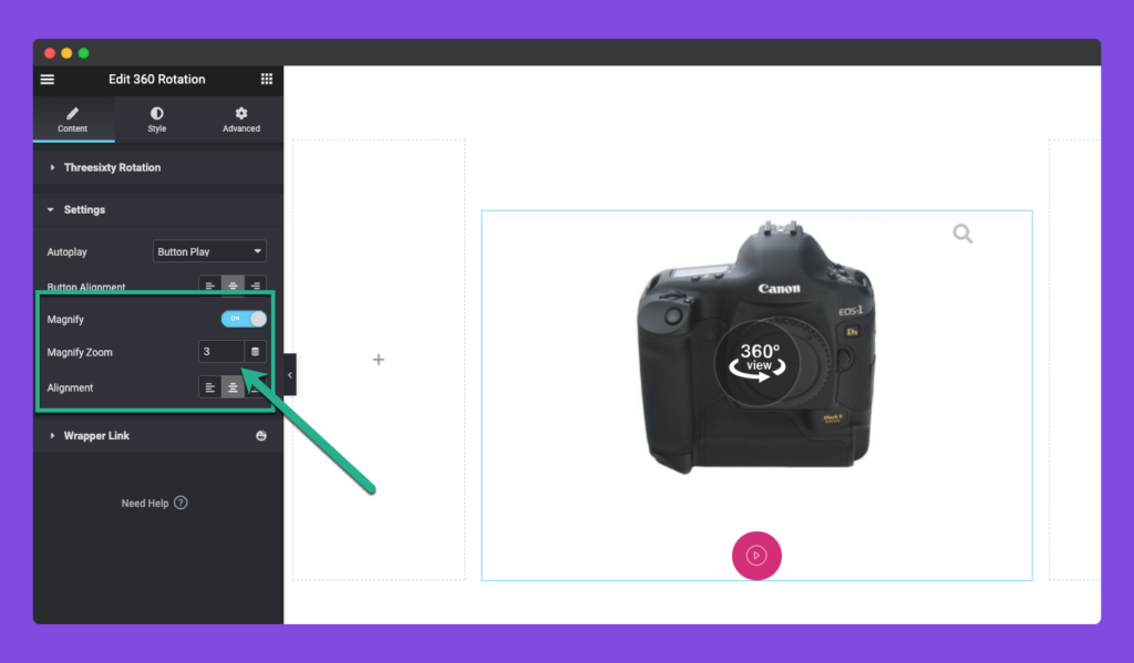360 Degree Rotation - HappyAddons