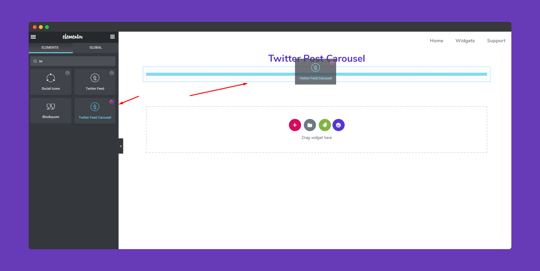 Twitter Feed Carousel widget