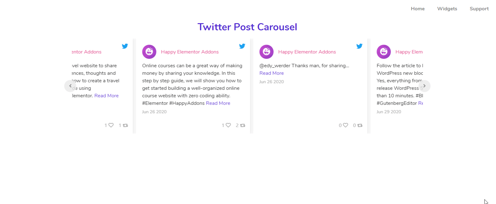 Final Preview of Twitter Feed Carousel