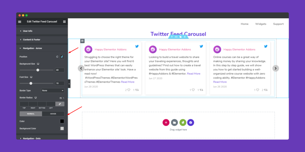 Twitter Feed Carousel widget - HappyAddons