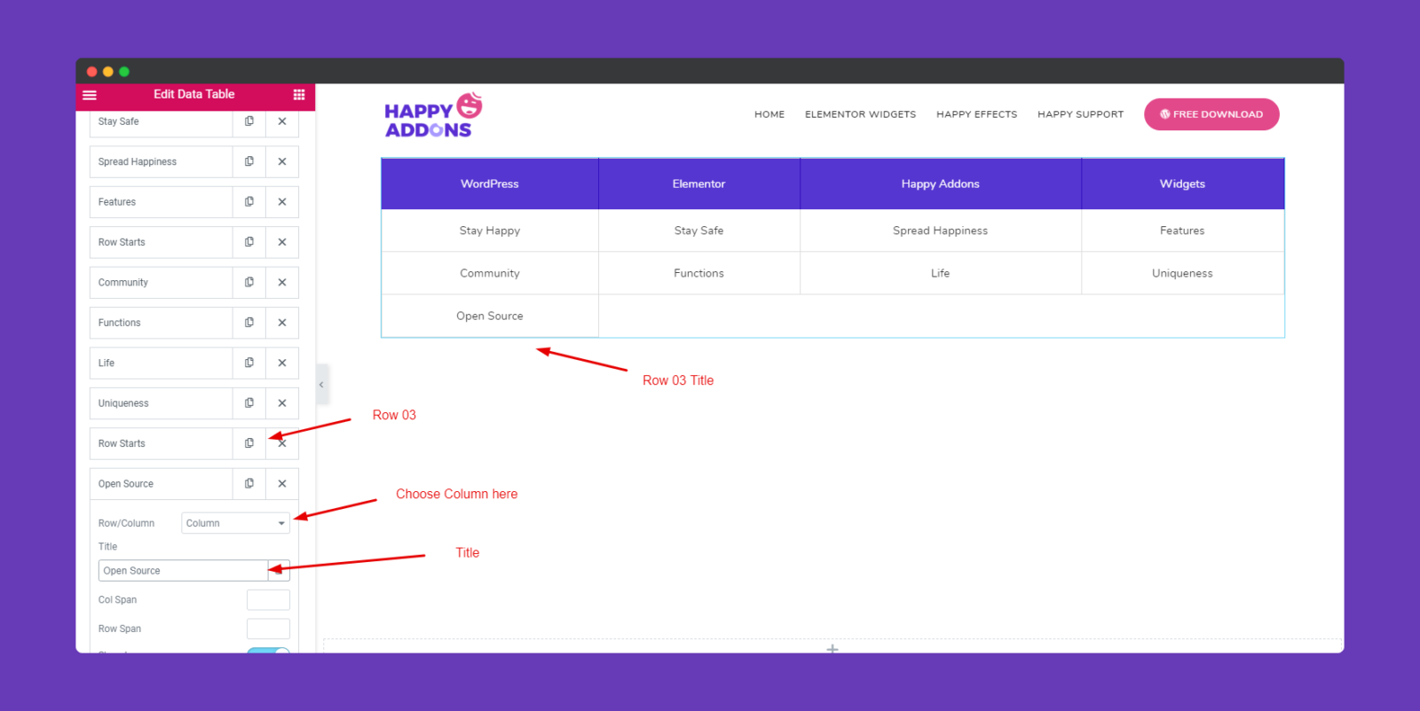 Data Table Widget