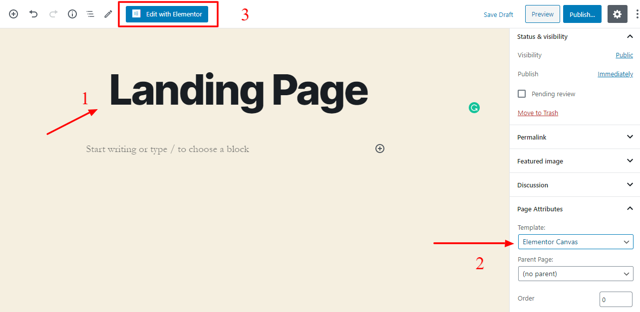 Add a title on your landing page