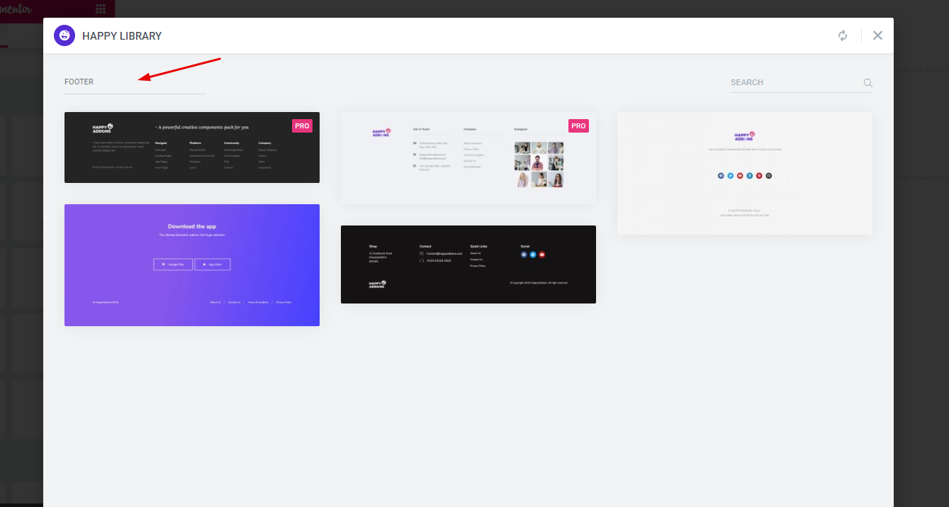 Footer Templates of HappyAddons