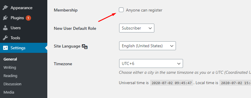Turning Off Anyone Can Register Option