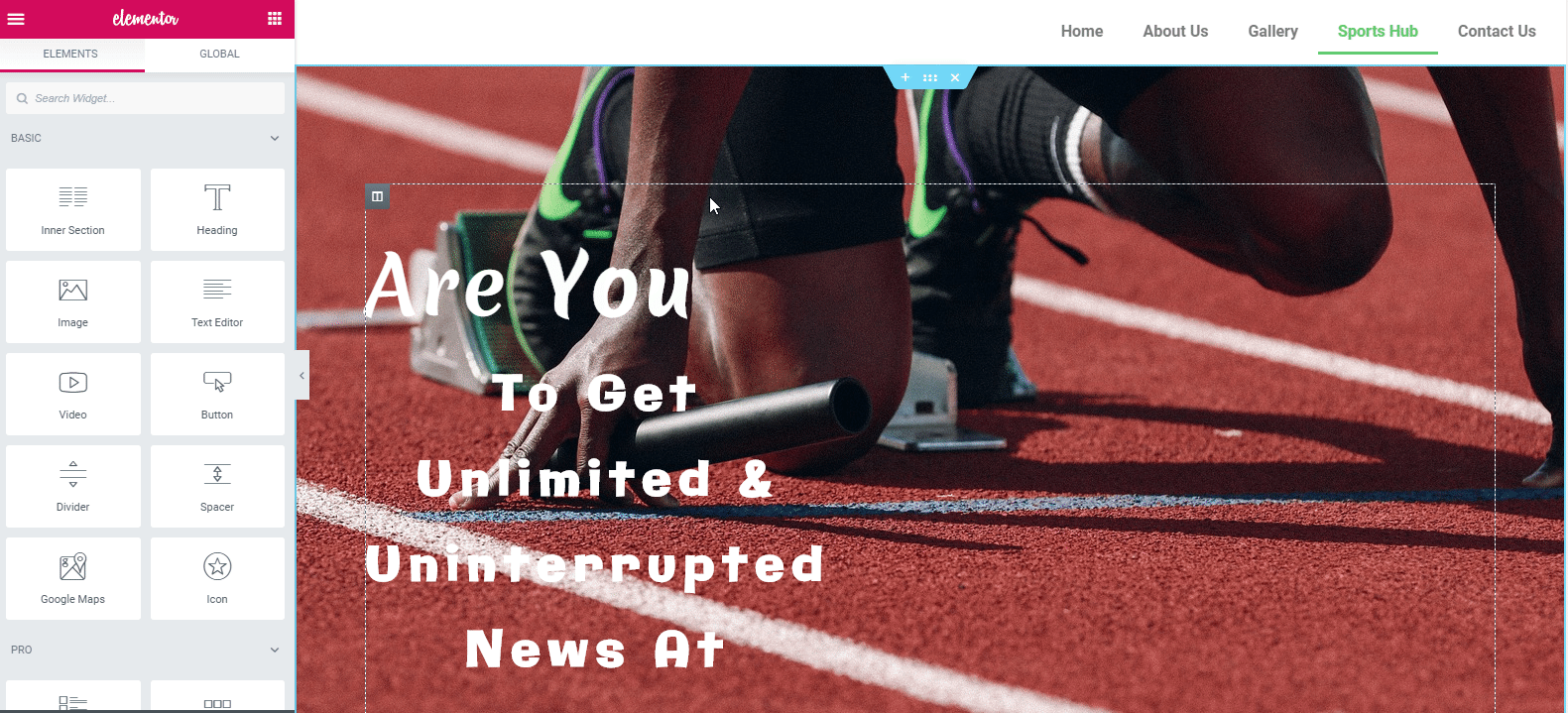 How to Build A Sports Website in WordPress with Elementor 10 header of your sports website