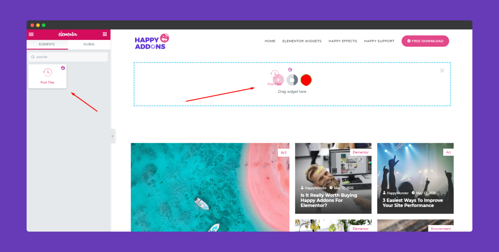 How To Use Post Tiles Widget of Happy Elementor Addons - HappyAddons