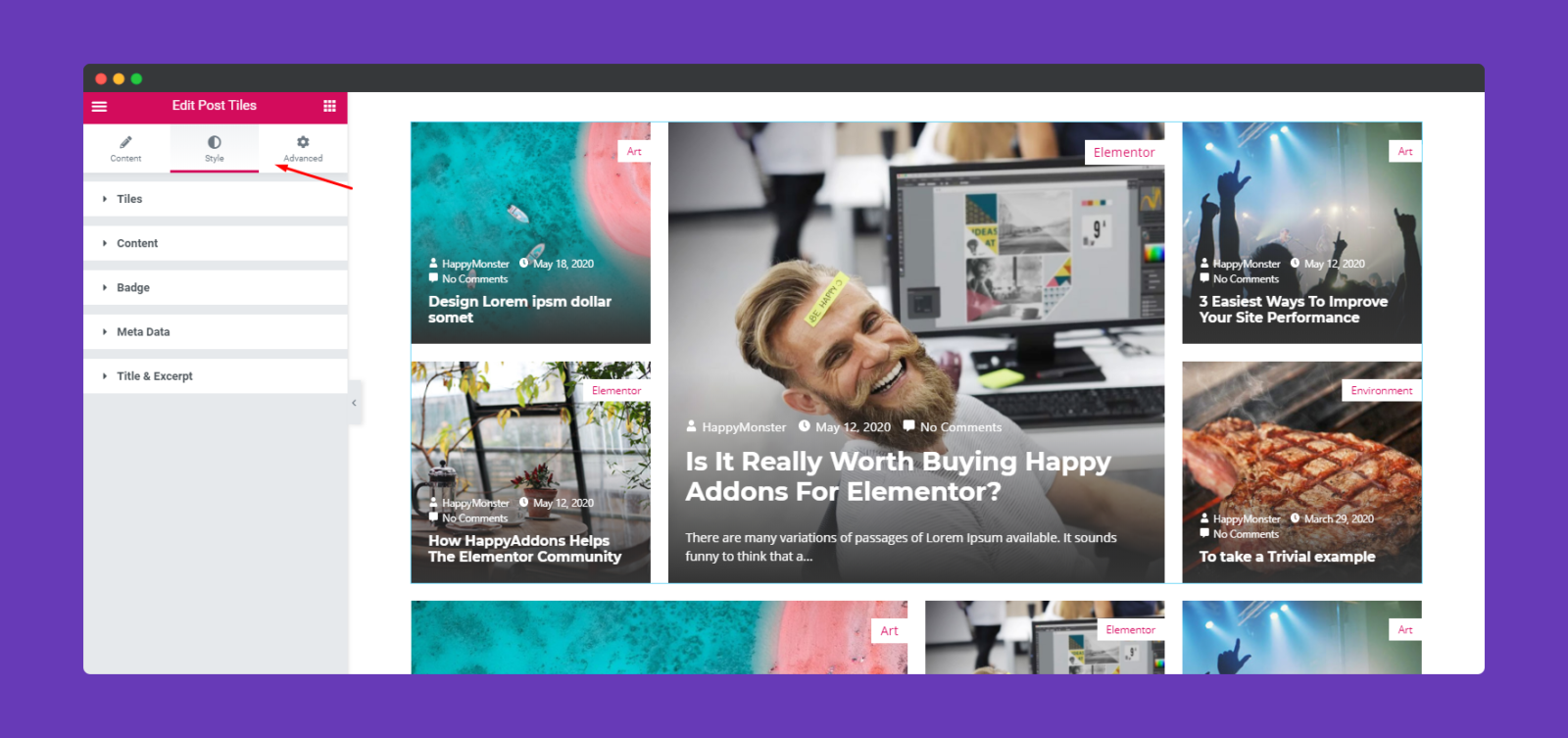 How To Use Post Tiles Widget of Happy Elementor Addons - HappyAddons