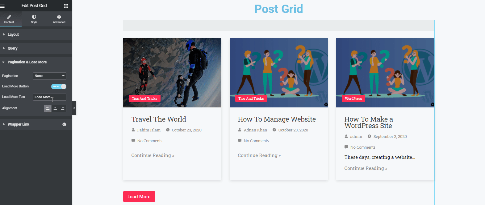 How to customize Post Grid Widget