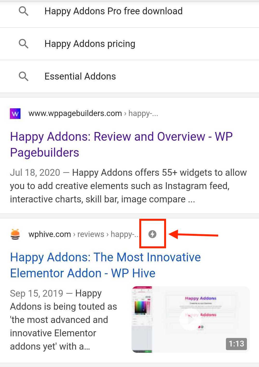 amp sign in search results