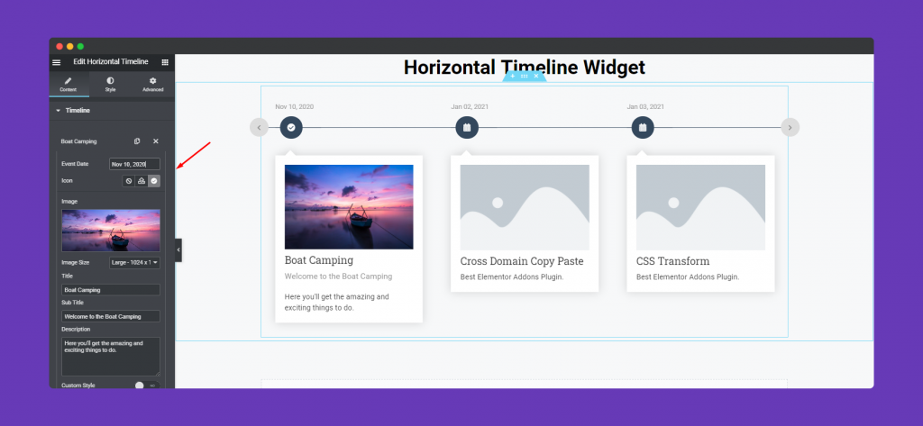 Horizontal Timeline Widget