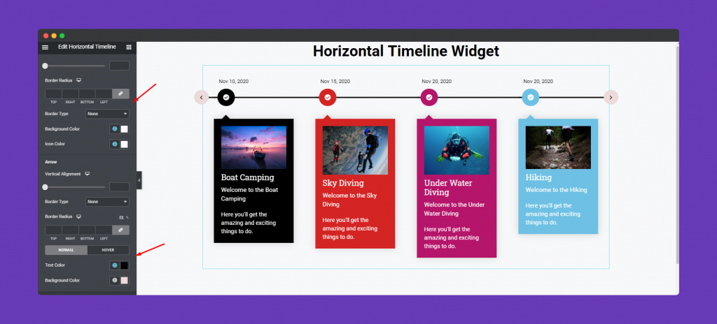 Horizontal Timeline Widget