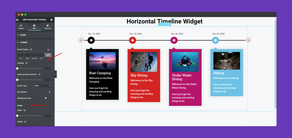 Horizontal Timeline Widget