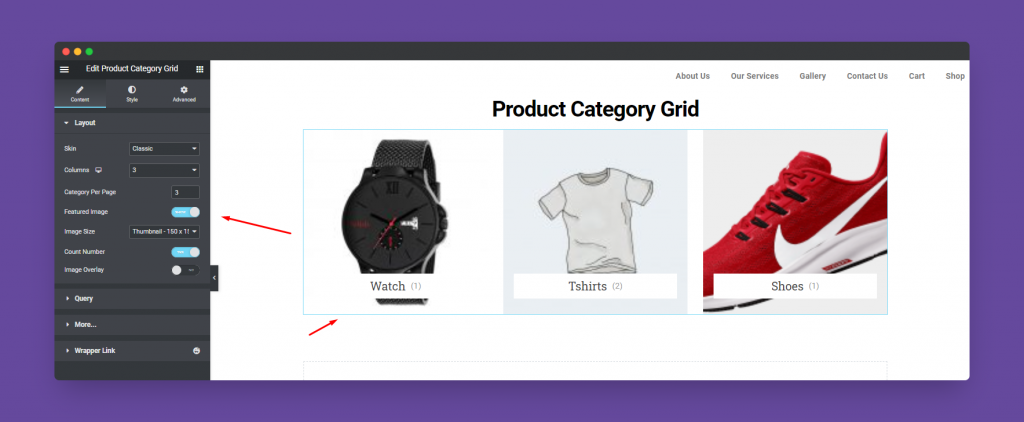 Product Category Grid widget