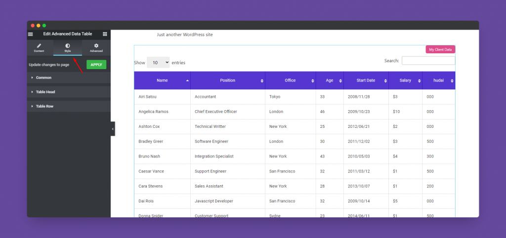 Stylize Data Table