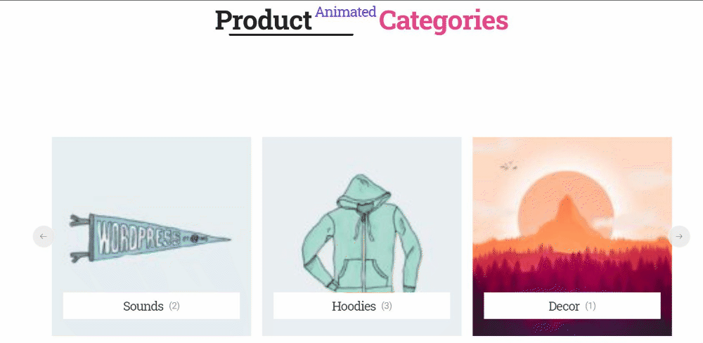 Product animated categories