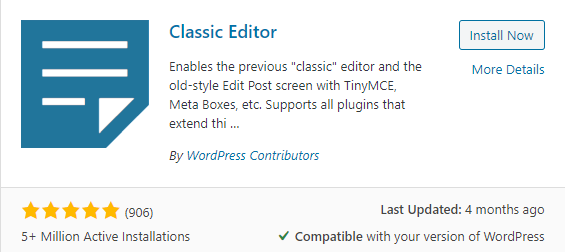 classic editor plugin
