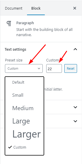 How to Increase Font-Size in Gutenberg? 