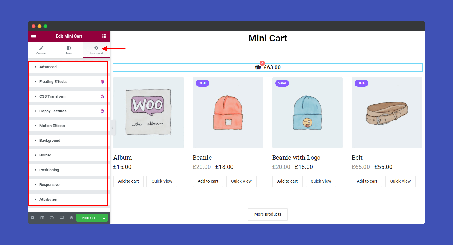 Mini Cart Advanced option