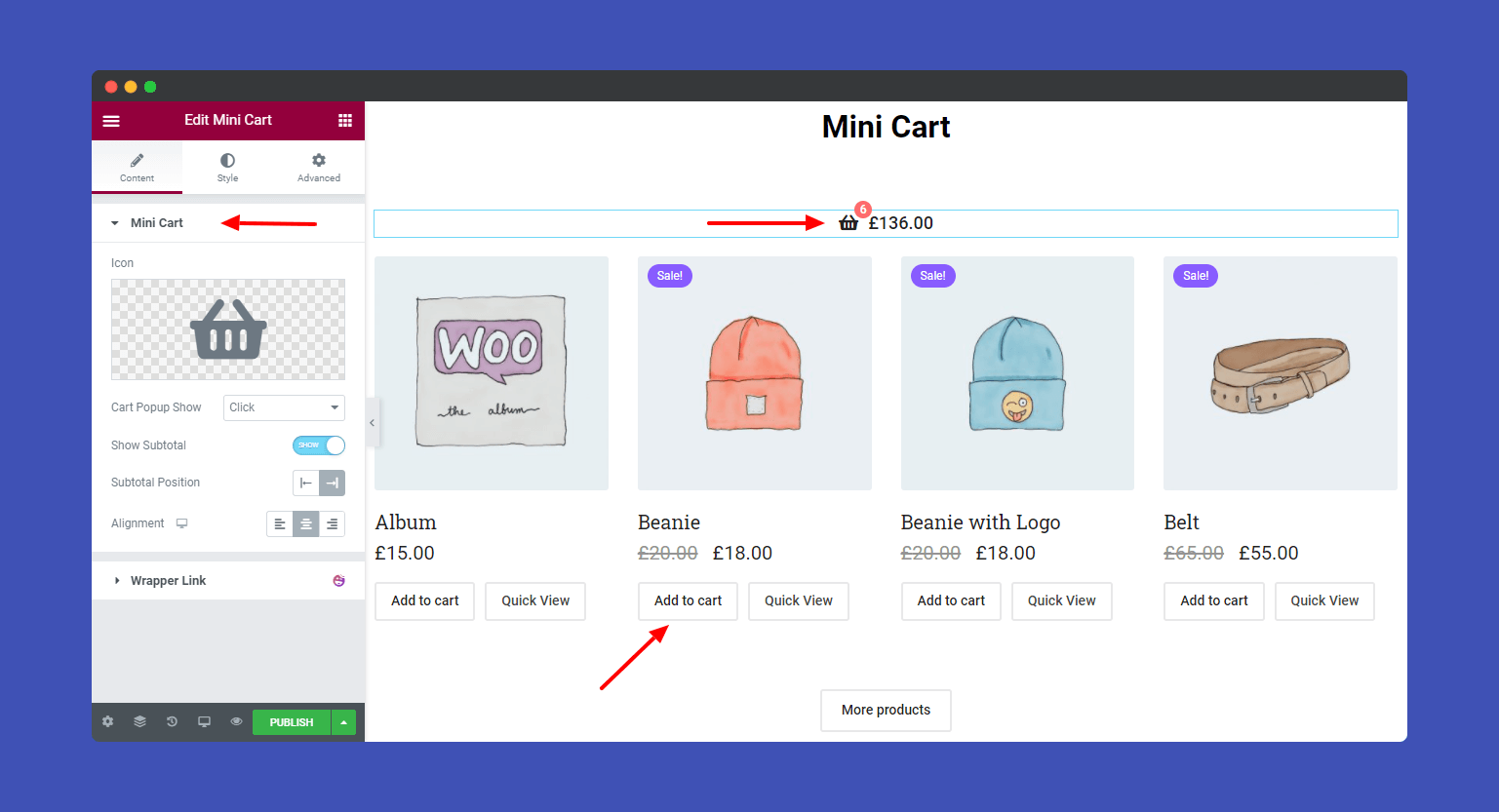 Mini Cart widget layout option