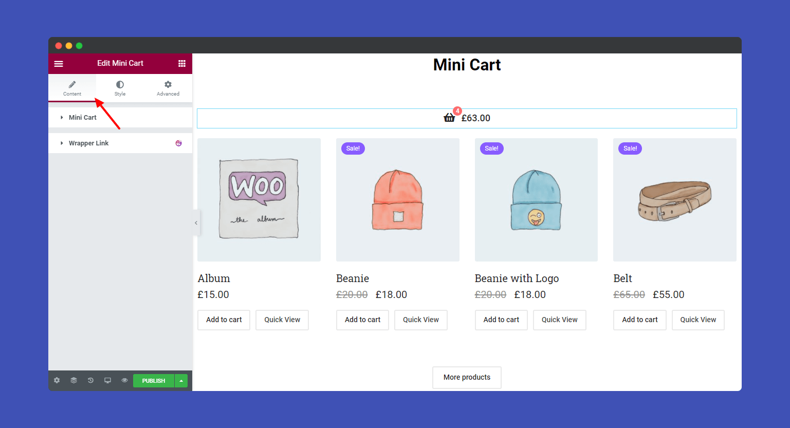 Mini Cart Content Section