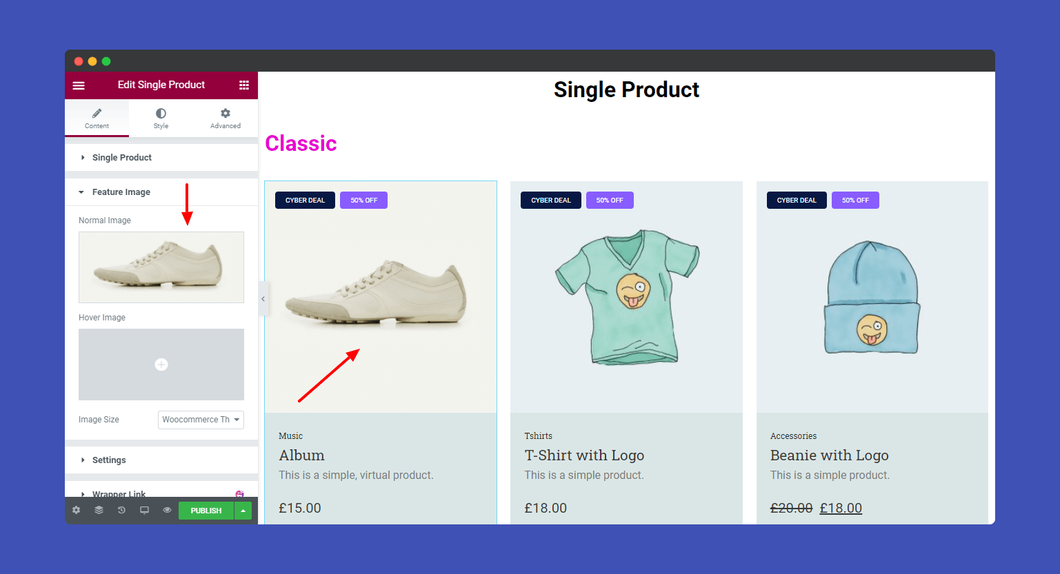 add product feature image with HappyAddons