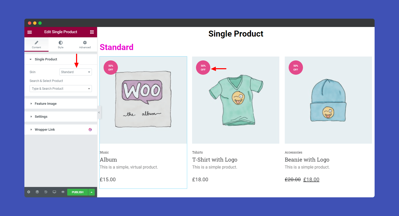 Single Product Standard style