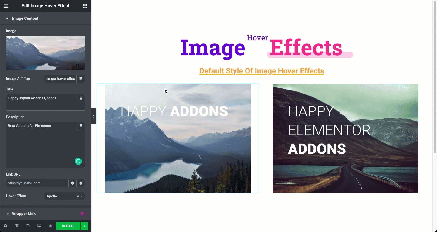 Adding link to image hover effect