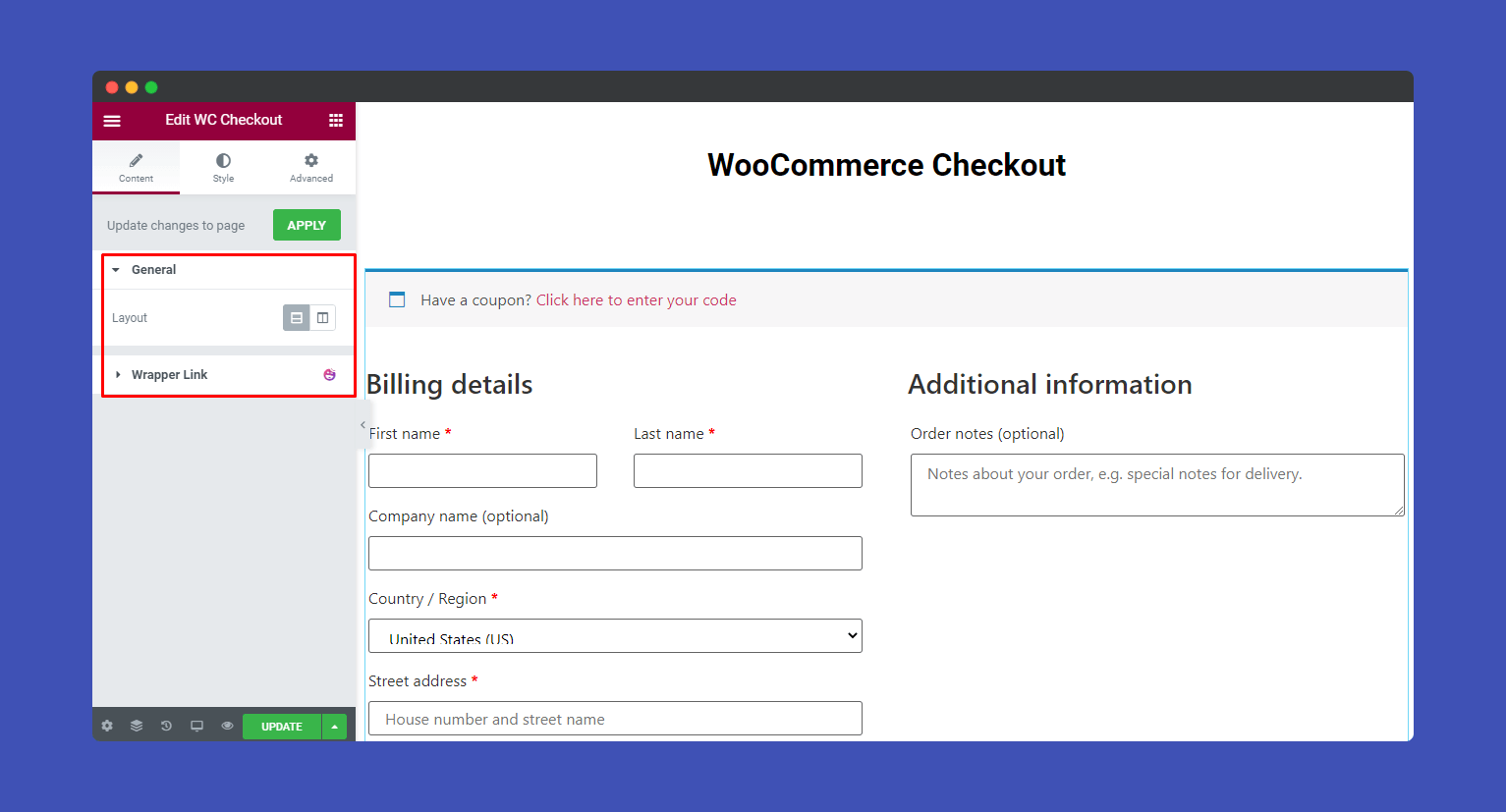 Content of WooCommerce Checkout widget