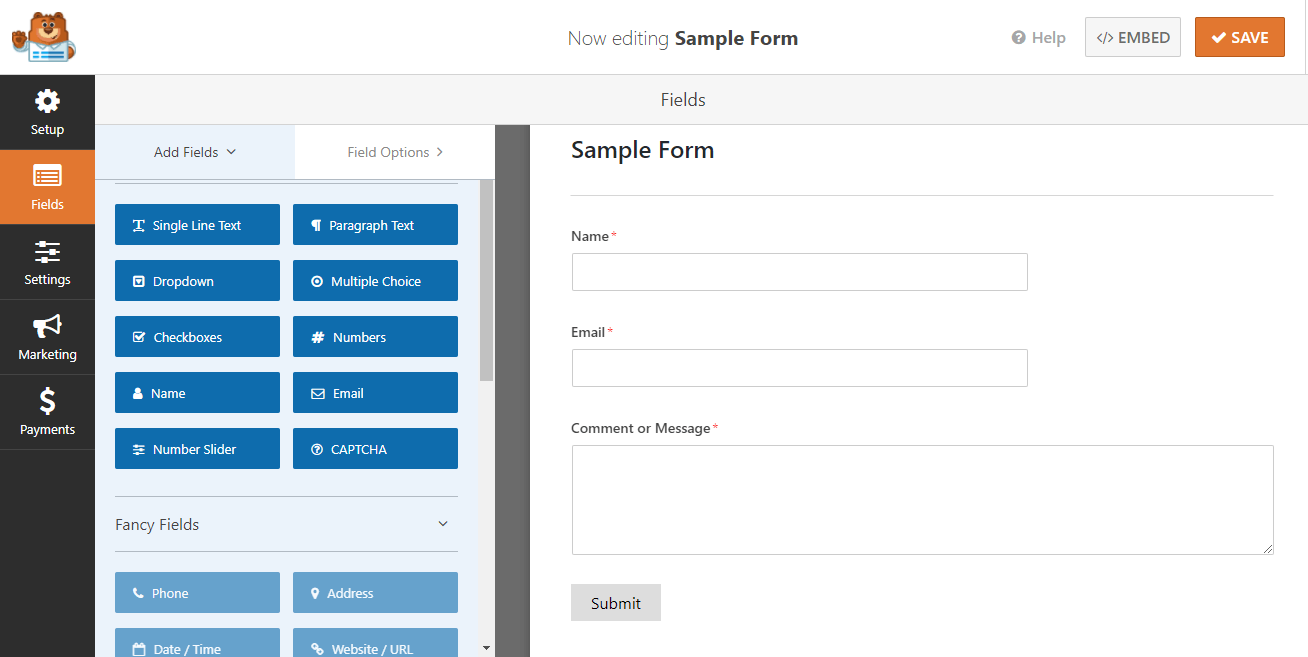 Create a sample form