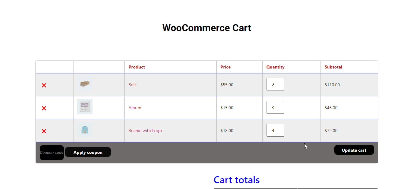Final Preview of WooCommerce Cart widgets