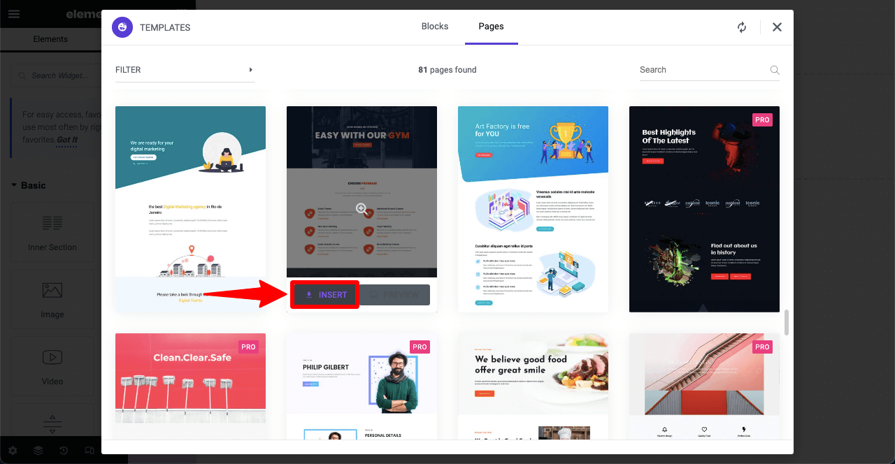 Insert Elementor Template