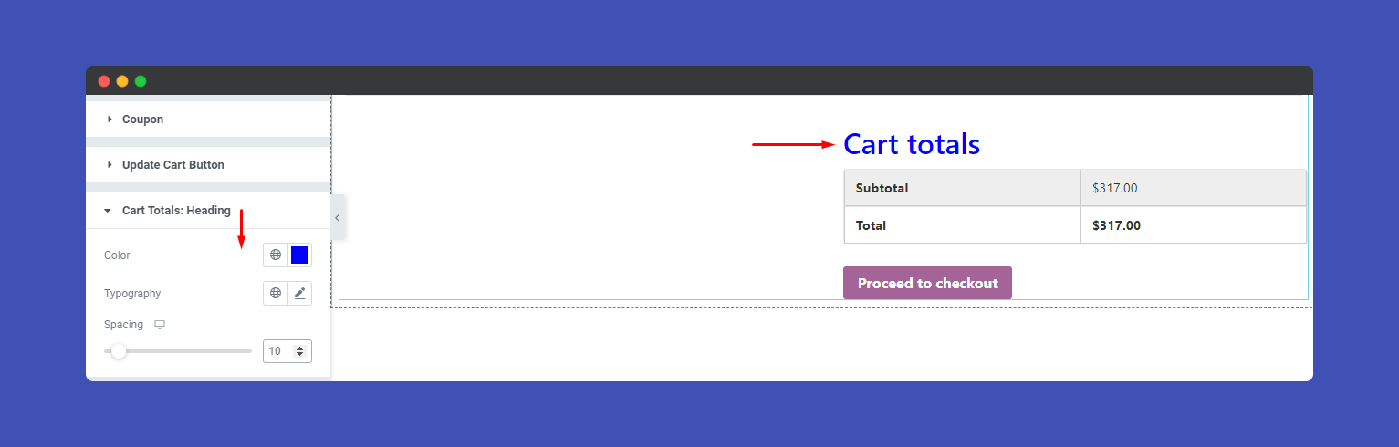 Cart Total Heading