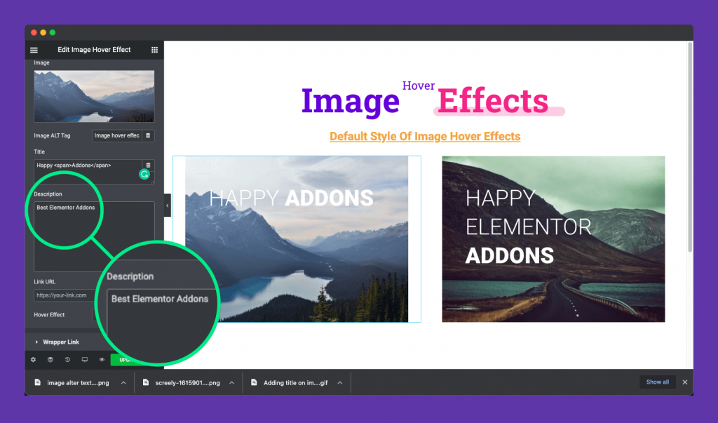 adding description to the image hover effect