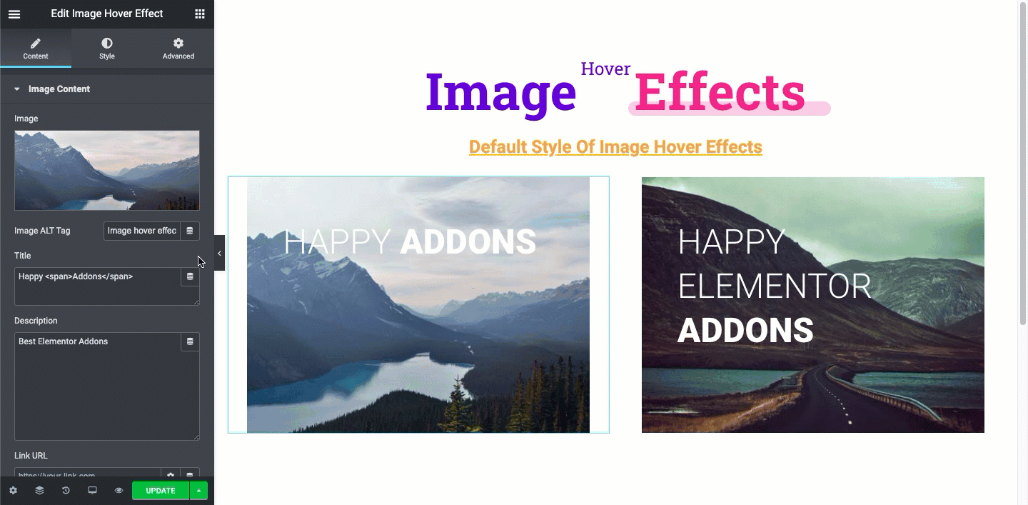 description on image hover effect